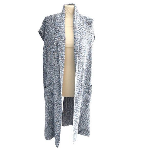 NWT Cabi Blue Gray Knit Duster Cardigan Women’s S Long Open Front Pockets Cozy - Picture 1 of 8